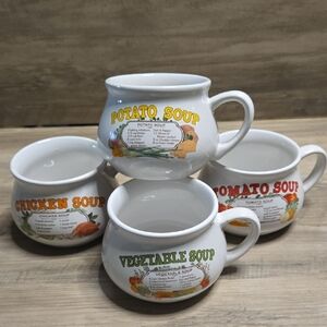 Soup-Themed Ceramic Mug Set - Multicolor